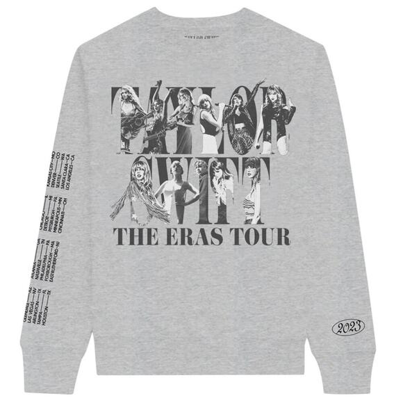 TAYLOR SWIFT NWT | OFFICIAL ERAS TOUR GRAY CREWNECK SWEATSHIRT | SIZE XL - Picture 1 of 9